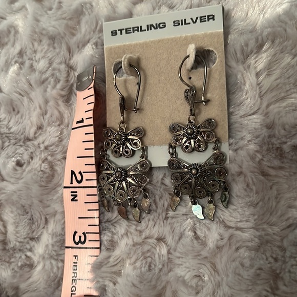 Vintage Sterling Silver Dangle Earrings NWT - Picture 2 of 4